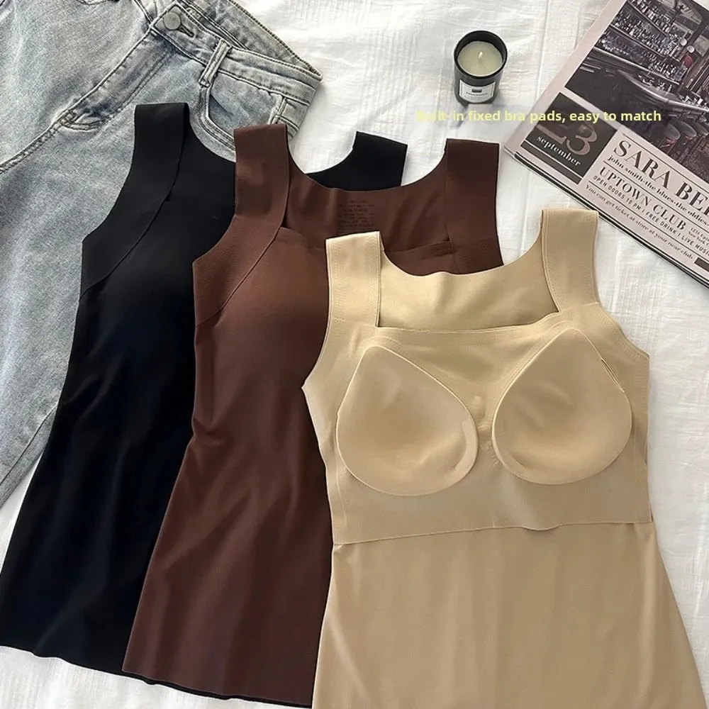 Sexy Design Sleeveless Tank Tops Seamless Knitting Summer Lightweight Crop Camisole Tops Female Bra Style With Chest Pads