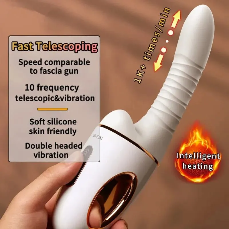 G40 Sex Cannon Machine AI Version G Spot Massager 10 Frequencies Telescopic Dual Heads Vibration Heating Handheld Adult Sex Toys