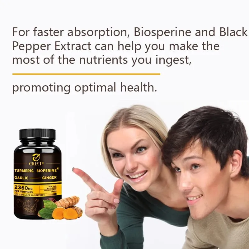 Συμπλήρωμα 4-σε-1 Turmeric Ginger - με Σκόρδο κουρκουμίνη μαύρο πιπέρι - Ανοσολογική υποστήριξη των αρθρώσεων Βελτιώνει την πέψη