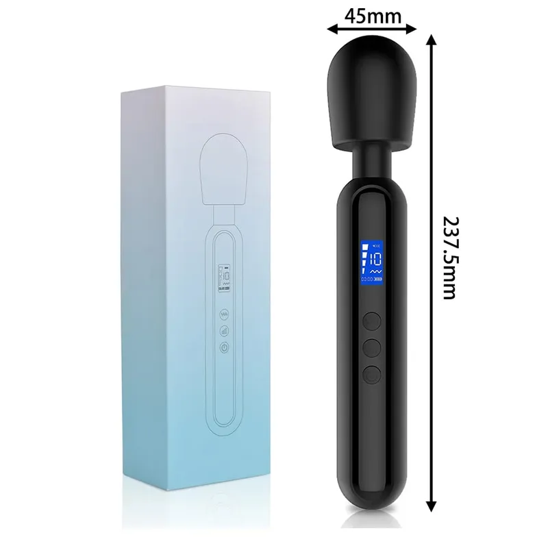 Female Masturbator Massage Stick 10 Frequency 4-speed Silicone Material LCD Display Vibration Stick Adult Sex Products