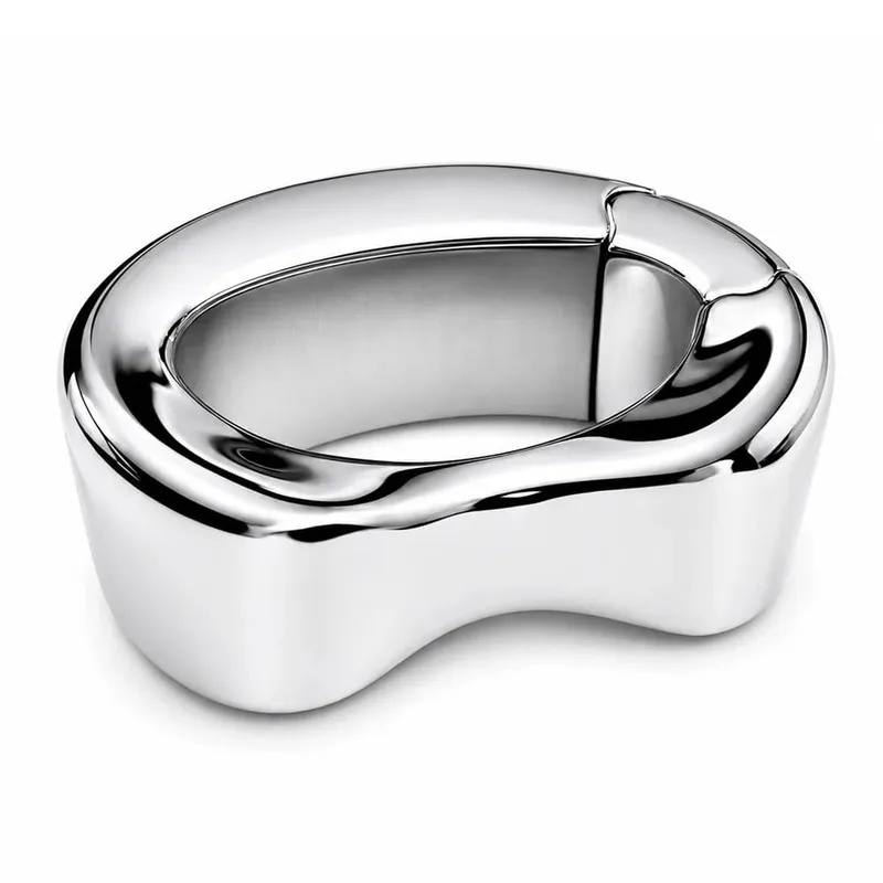 Stainless steel penis lock bondage cock Ring Heavy Duty male metal Ball Stretcher Scrotum Delay ejaculation BDSM Sex Toy for men