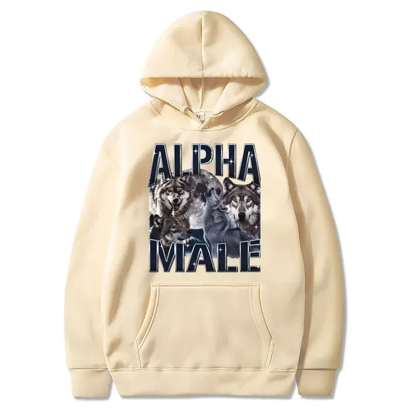 Wolf Pack Hoodie Unisex Alpha ชาย Moon ตลก Retro Vintage Aesthetic Cool อินเทรนด์ขนาดใหญ่ Casual เสื้อกีฬา