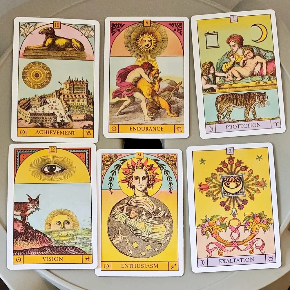Vintage Illustrations 10*6.5cm Oracle of The Radiant Sun 84 Pcs Double-embossed Astrology Cards in Rigid Box
