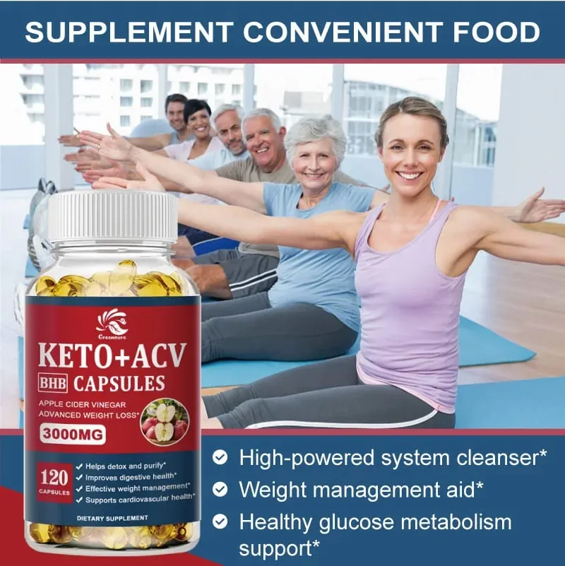 Greensure Keto Elma Sirkesi Kapsülleri ACV, Apple Cider Keto Takviyeleri Erkekler ve Kadınlar için Elma Aromalı Formülü