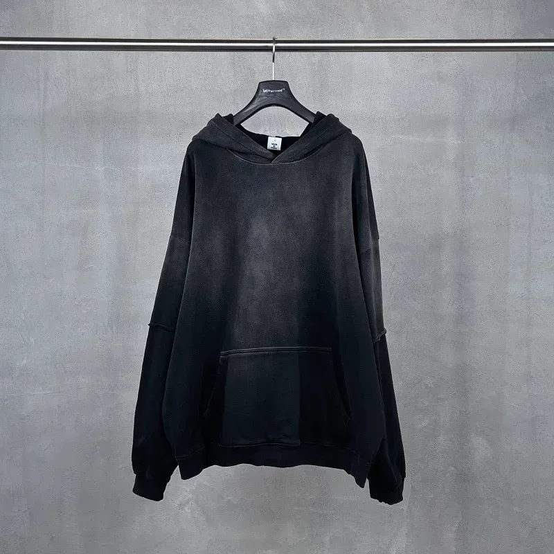 New Autumn Winter Men 400gsm Hoodies Streetwears High Street Heavy Weight Washed Cotton Sweatshirts Brand Tracksuit