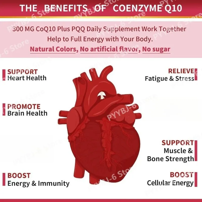 CoQ10 300mg Softgels with PQQ Omega-3 Coenzyme Q10 High Absorption Antioxidant Daily Energy Support Non-GMO 120 Count Adults