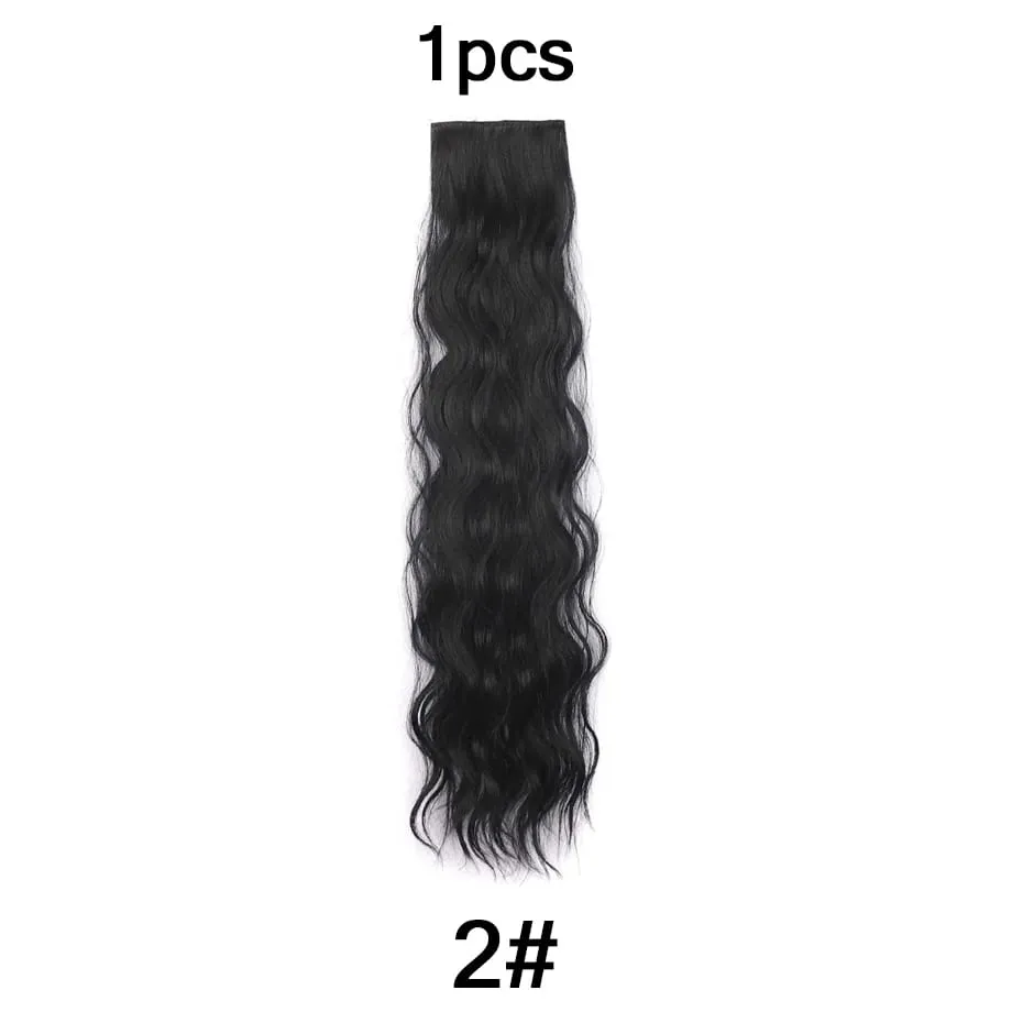 Clip in Hair Extension for Women - 3 Pcs Thick Double Weft Long Wavy Soft Synthetic Blends Well Hair Extension 20inch Dark Brown