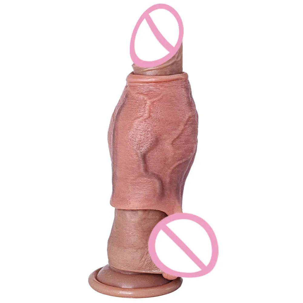Dick Sleeve Enlargement Lock Sperm Penis Ring Adult Men Sex Toy Enlarged and Thicken Cock Sleeve Soft Silicone Male Sexy Toy 18+