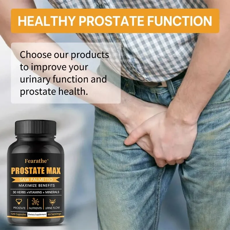 Suplemen Saw Palmetto Prostat - 30 Ekstrak Tumbuhan Vitamin & Mineral untuk Kesihatan Prostat Lelaki Kencing & Pertumbuhan Rambut
