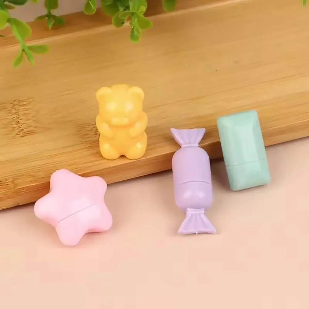 1/4PCS Portable Cartoon Mini Silicone Lip Brush Cute Bear Angled Concealer Brushes Lip Balm Lip Gloss Concealer Make Up Brushes