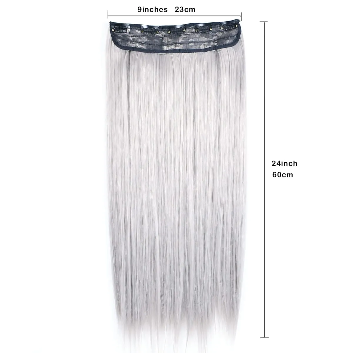 Zolin Clip in Hair Extension One Piece Long Straight Hair Black Gray Color Synthetic Hairpieces For Women Cosplay Use