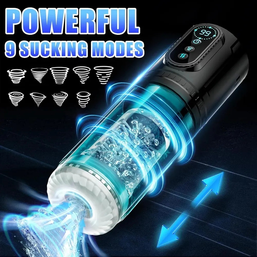 Men Electric Telescopic Sucking Masturbator Rotating Blowjob Masturbation Cup LCD Display Pocket Pussy Penis Pumps Adult Sex Toy