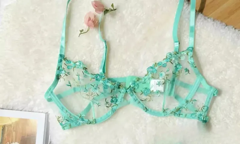 French Elegant Lingerie Set-Floral Embroidery Semi-Transparent Bra & Brief Black Sensual Women's Underwear Luxury Intimates