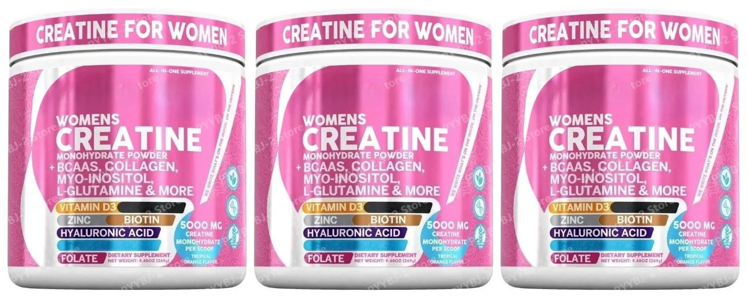 Woman Creatine Powder 300g Contain Creatine Monohydrate BCAA & Amino Acids for Daily Health Nutrition and Workout Support
