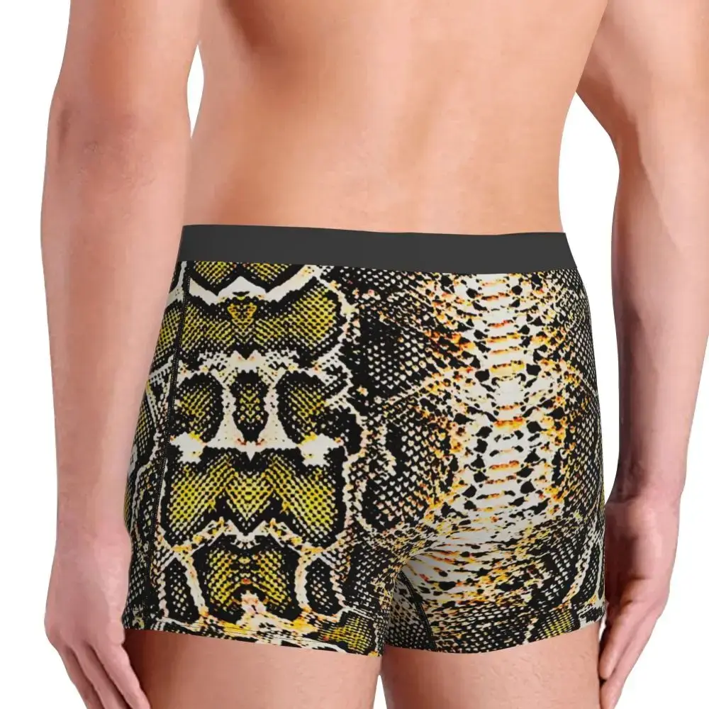 Pakaian Dalam Gambar Kulit Ular Kustom Celana Boxer Tekstur Hewan Kulit Ular Melar Pria Celana Pendek Celana Dalam Lembut untuk Homme