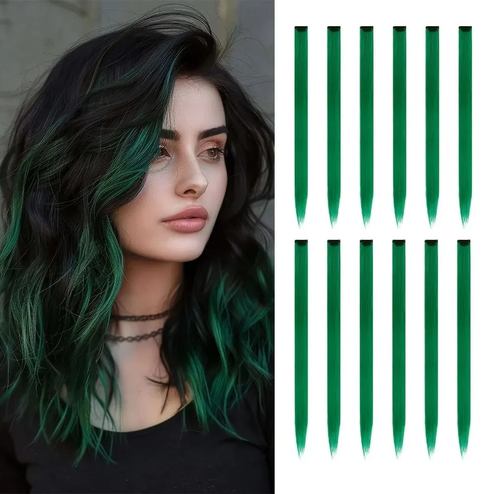 Sambungan Rambut Klip Dalam 12 Inci 22 Inci Sambungan Warna Sintetik Pelbagai Warna Eksklusif Gaya Lurus Panjang Wanita Tersedia