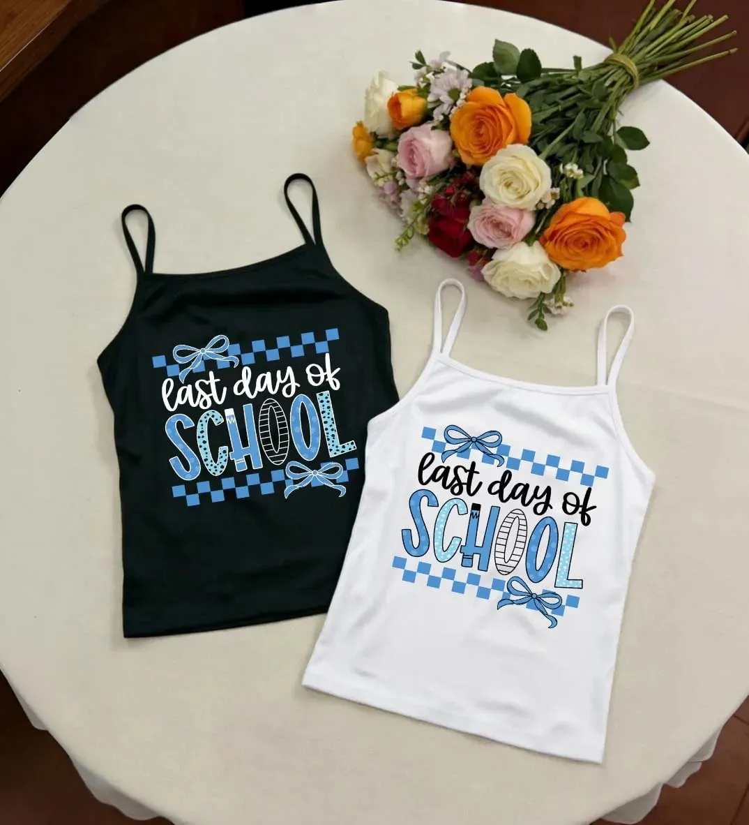 Last Day of School Tank Top Women Sleeveless Cami Y2K Coquette Bow Graphic Print Vest Aesthetic Vintage Summer Clothes