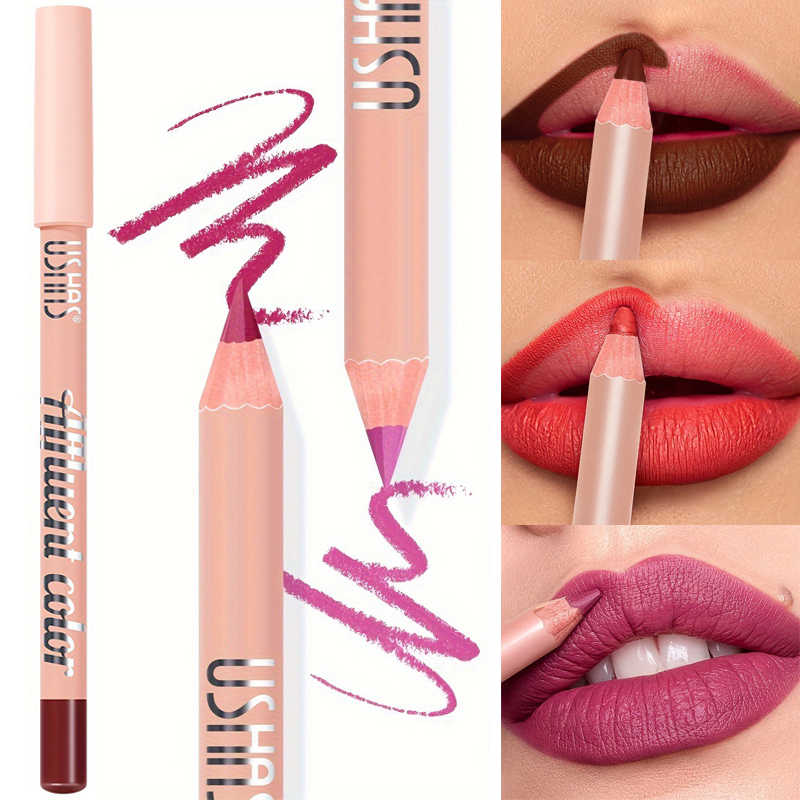 8 farver Vandtæt Lip Liner Pencil Langvarig Sexet Mørkerød Pink Mat Læbestift Blyant Naturlig Lipliner Pen Rød konturfarve