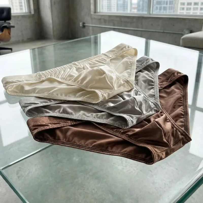 Breathable Low Waist Men Thin Panties Male Lingerie Underpants Men's Underwear Simple Ice Cool Briefs Summer