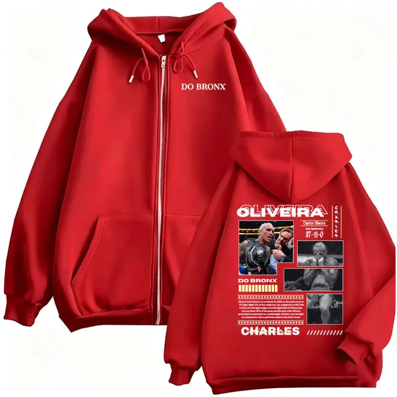 Do Bronxs Charles Oliveira Sweatshirt Jacket Coats Men Women Violence Aesthetic Zipper Hoodies High Quality Fleece Zip Up Hoodie