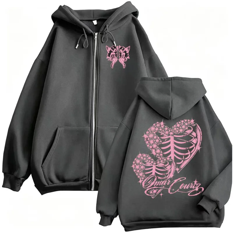 Omar Courtz Por Si Manana No Estoy Tour Zipper Hoodies Coats Men Women Fashion Aesthetic Cardigan Sweatshirts Jackets Streetwear