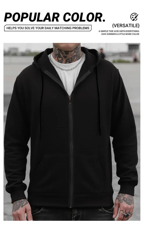 M-3XL Men Personalized Custom DIY Print Casual Fashion Zip-Up Hoodies Loose Youth Coat Basic Campus Sportswear Street Pocket Top