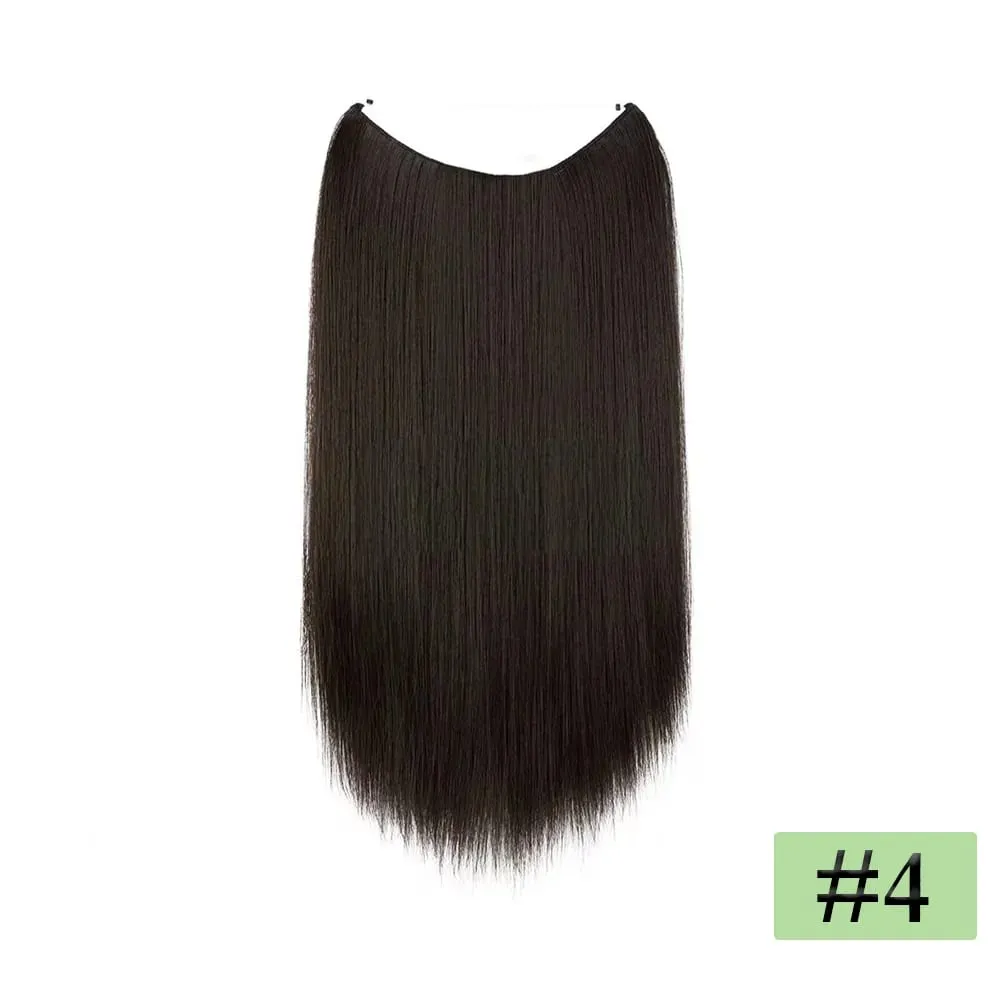 22" Long Straight Invisible Halo Hair Extensions 120g/pc 27-613 Blonde Synthetic Fish Hair Pieces Ombre Brown Wire Clip In Hair