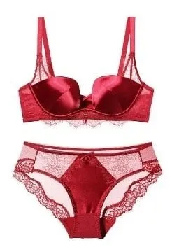 Tendance Ensemble Lingerie Léopard Dentelle Style Français Soutien-Gorge Push Up Petit Poitrine Anti Affaissement Toutes Tailles