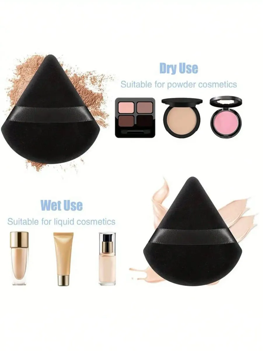 50/40/30/20/10/5 Triangular Velvet Puffs Reusable Puffs Face and Eye Makeup Puffs Foundation Make-up Powder Makeup Tools