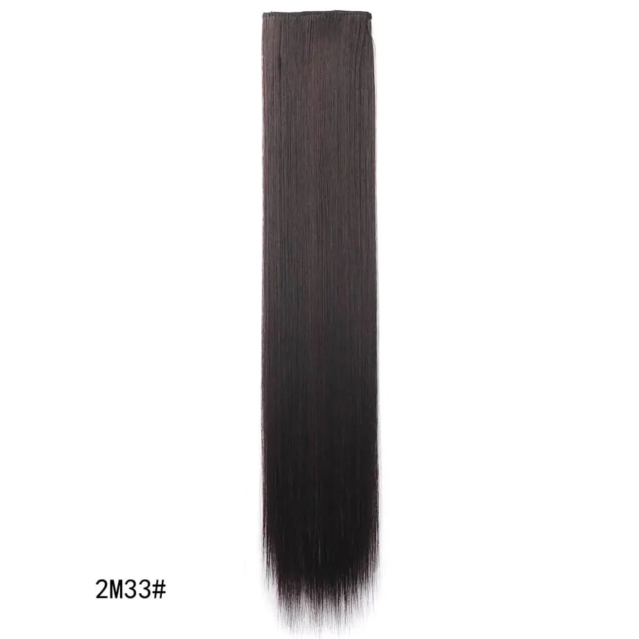 Clip in Hair Extension for Women - 3 Pcs Thick Double Weft Long Straight Soft Synthetic Blends Well Hair Extension 20inch Dark B