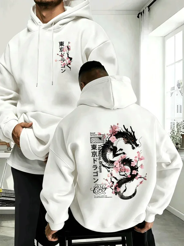Japanese Tokyo Sword Cherry Blossom Printing Men'S Hoody Autumn Loose Hoodies Casual Fleece Sportswear Comfortable Pullovers