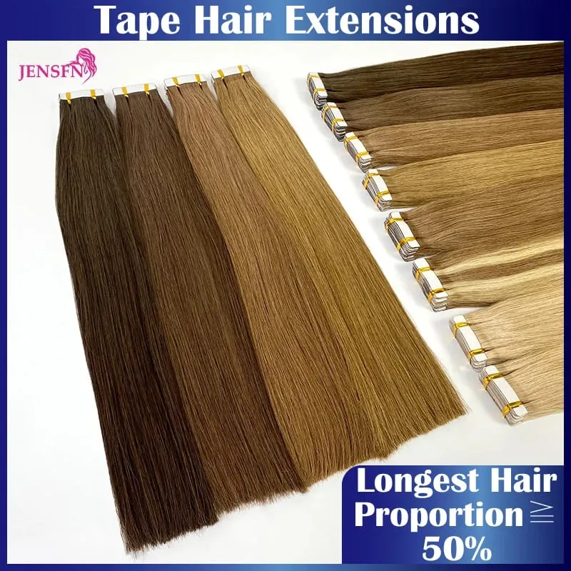 High Quality Tape In Hair Extensions 100% Remy Really Human Hair Brown Blonde Straight Seamless PU Skin Tape Ins Womem