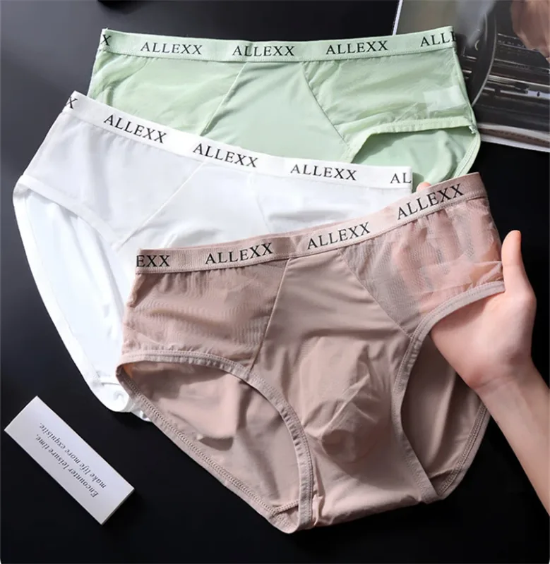 Adults 18 plus size men's underwear Ice silk lingeries for man 3D convex calzoncillos hombre thin cueca summer cuecas masculina