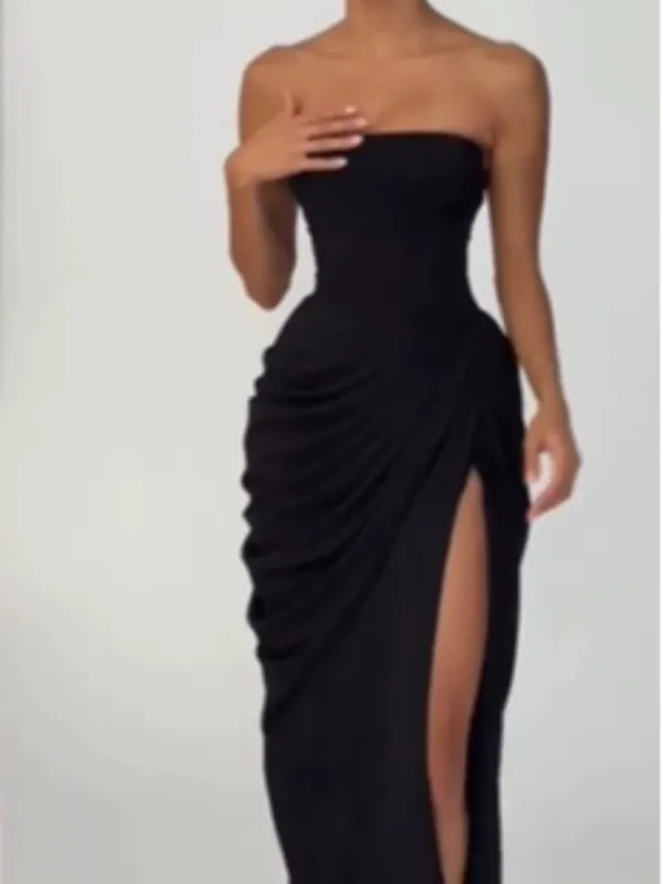 Elegant Scarf Collar Sling Women Summer Dress Solid Sleeveless Off-shoulder Slim Maxi Dresses 2026 Lady Chic Evening Party Gown