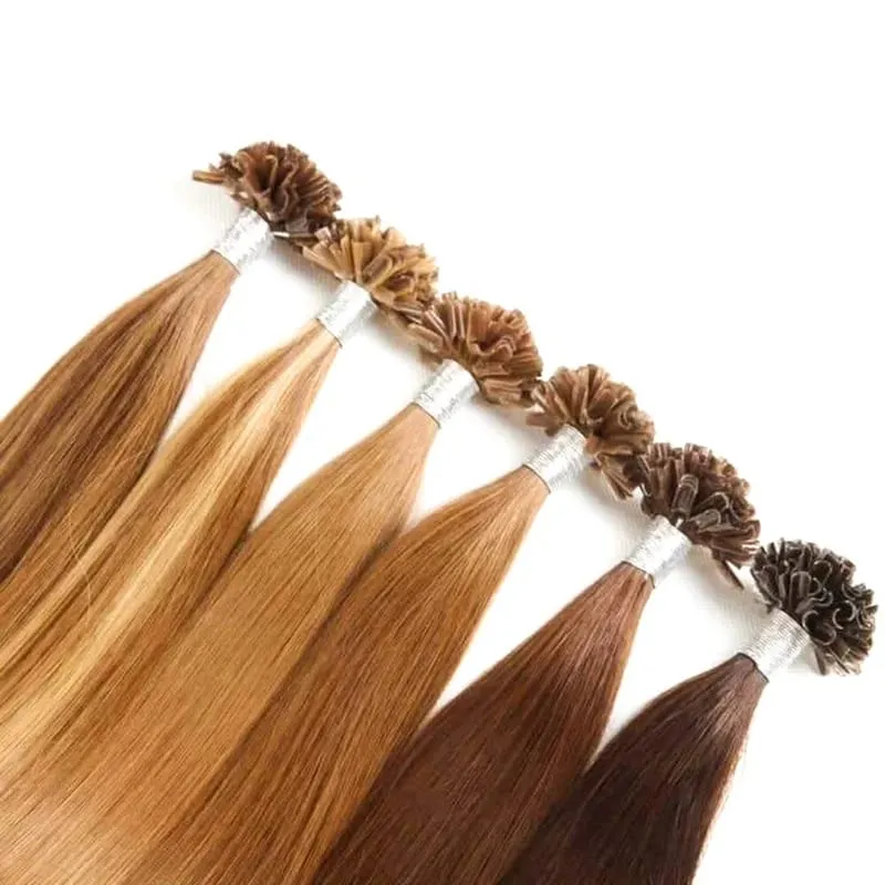 Full Shine U Tip Hair Extensions Nature Black Hair Blone 613 Color 50g Keratin Glue Beads Prebonded Remy Human Hair Extensions — image 3