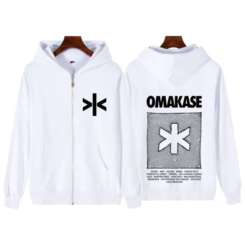 Alvaro Diaz Omakase 2026 Album Tour Print Zipper Hoodie Men Fashion Sweatshirts Long Sleeves Loose Casual Vintage Zip Up Jacket