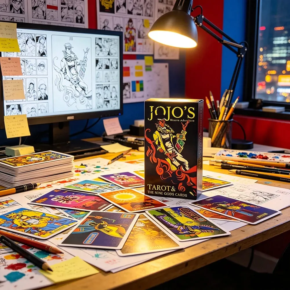 JoJo's Bizarre Adventure Tarot Cards The Nine Gods Cards Anime Tarot Deck Fortune Telling Divination Card Game Collectible Cards