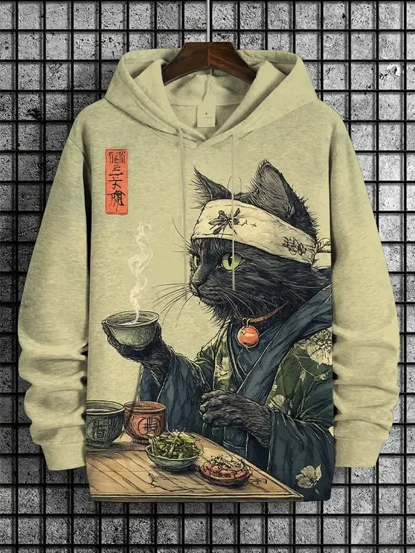 2026 Men's Hoodies Funny Hip Hop Black Cat DJ Art UFO 3D Printed Sweatshirt Men Women Tracksuit Oversized Casual Street Y2k Coat