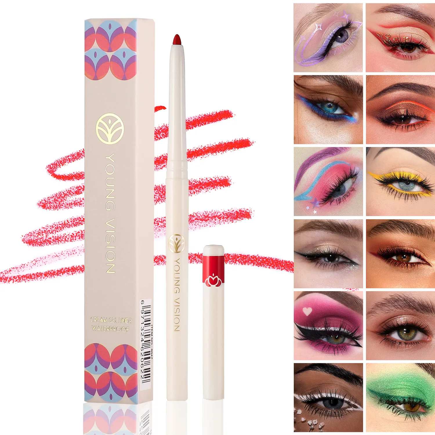 Silky Long Lasting Eye Liner Pencil Blade Tip Natural Matte Wine Red Eyeliner Easy To Color and Waterproof Eye Make Up Cosmetics