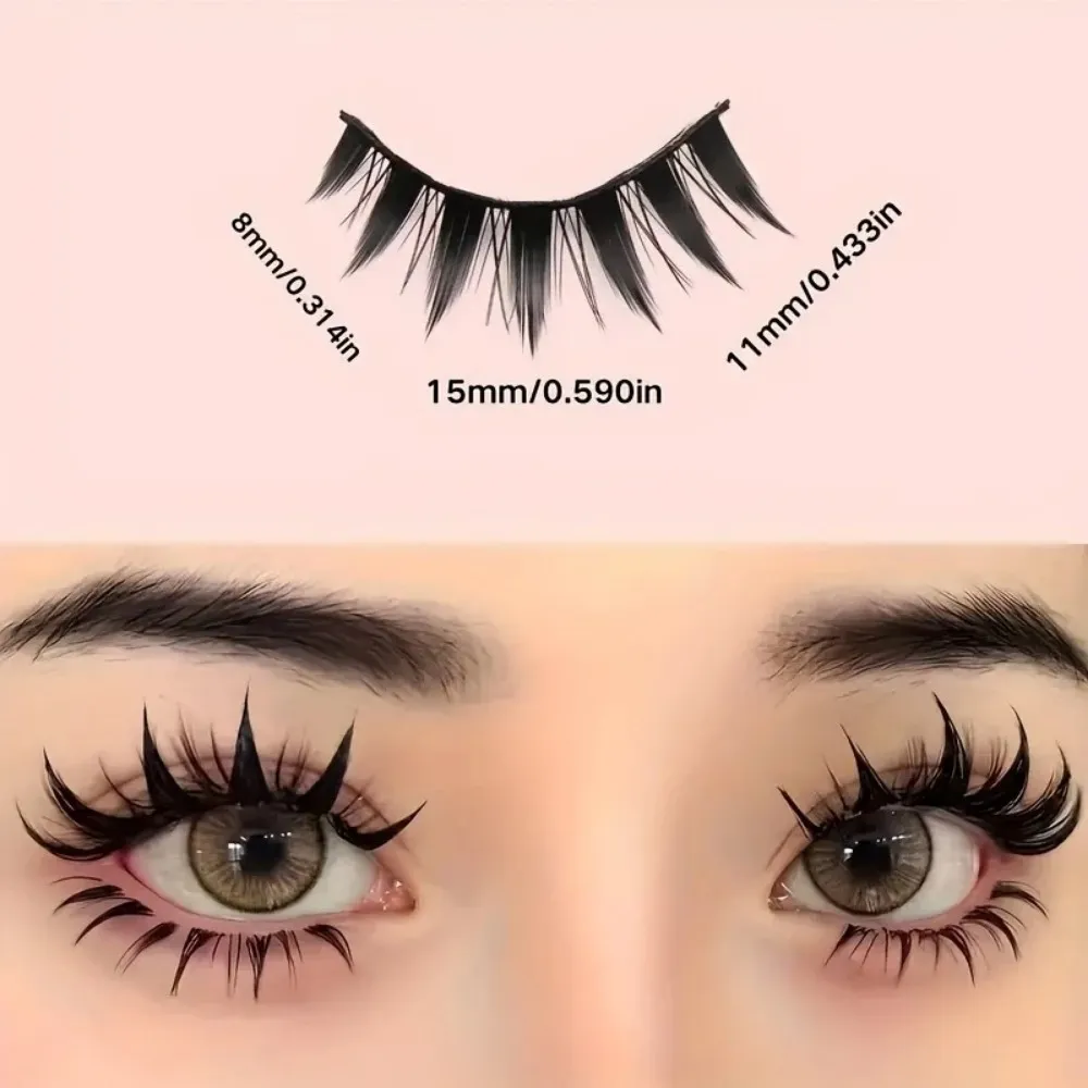 5Pairs Manga Spiky Fairy False Eyelashes Anime Cat Eye Style Wispy Fake Lashes with Soft Band Reusable Eye Makeup Tool for Women