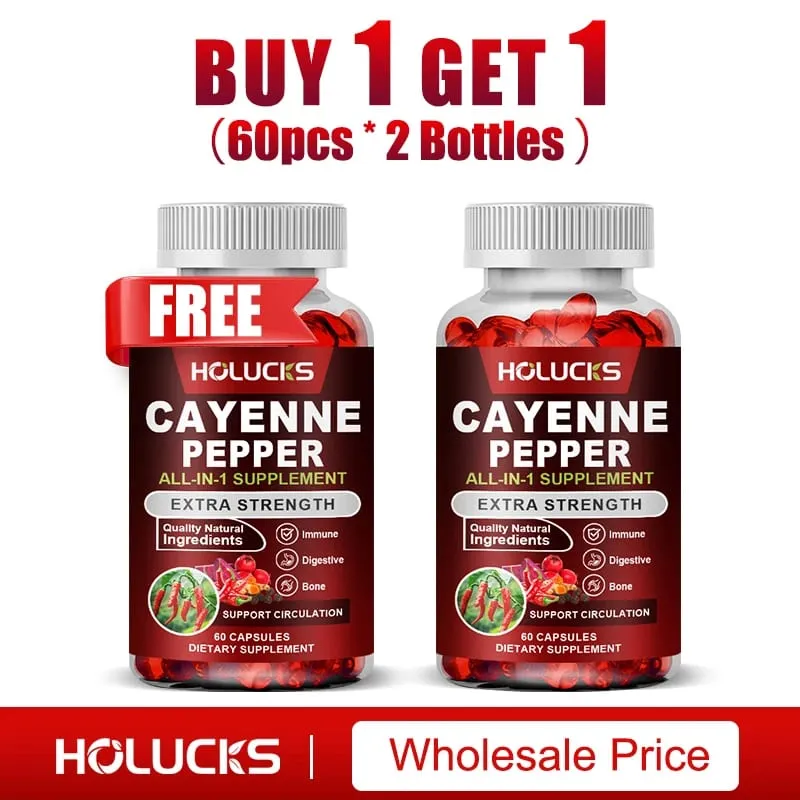 Cayenne Pepper Capsules Supports Metabolism & Digestion Dietary Supplement Vegan Non-GMO