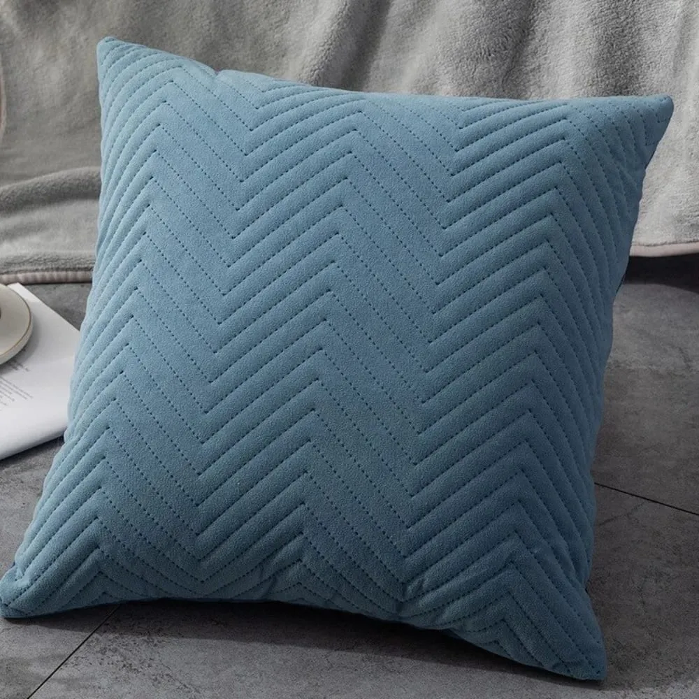 Quilted Velvet Throw Pillow Cover 18x18 Inch Simple Decorative Cushion Case for Home Sofa