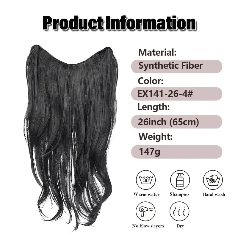 26 Inch Synthetic Clip-In Hair Extension V-Shape Layered Wig for Short to Long Instant Transformation