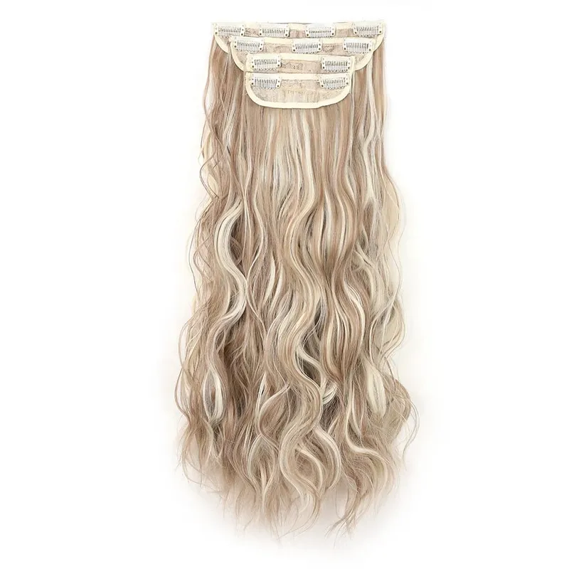 4Pcs/Set 16/20/24 Inch Synthetic Hair Clip In Long Wavy Thick Double Weft Hair Extensions Hairpieces For Women — image 13