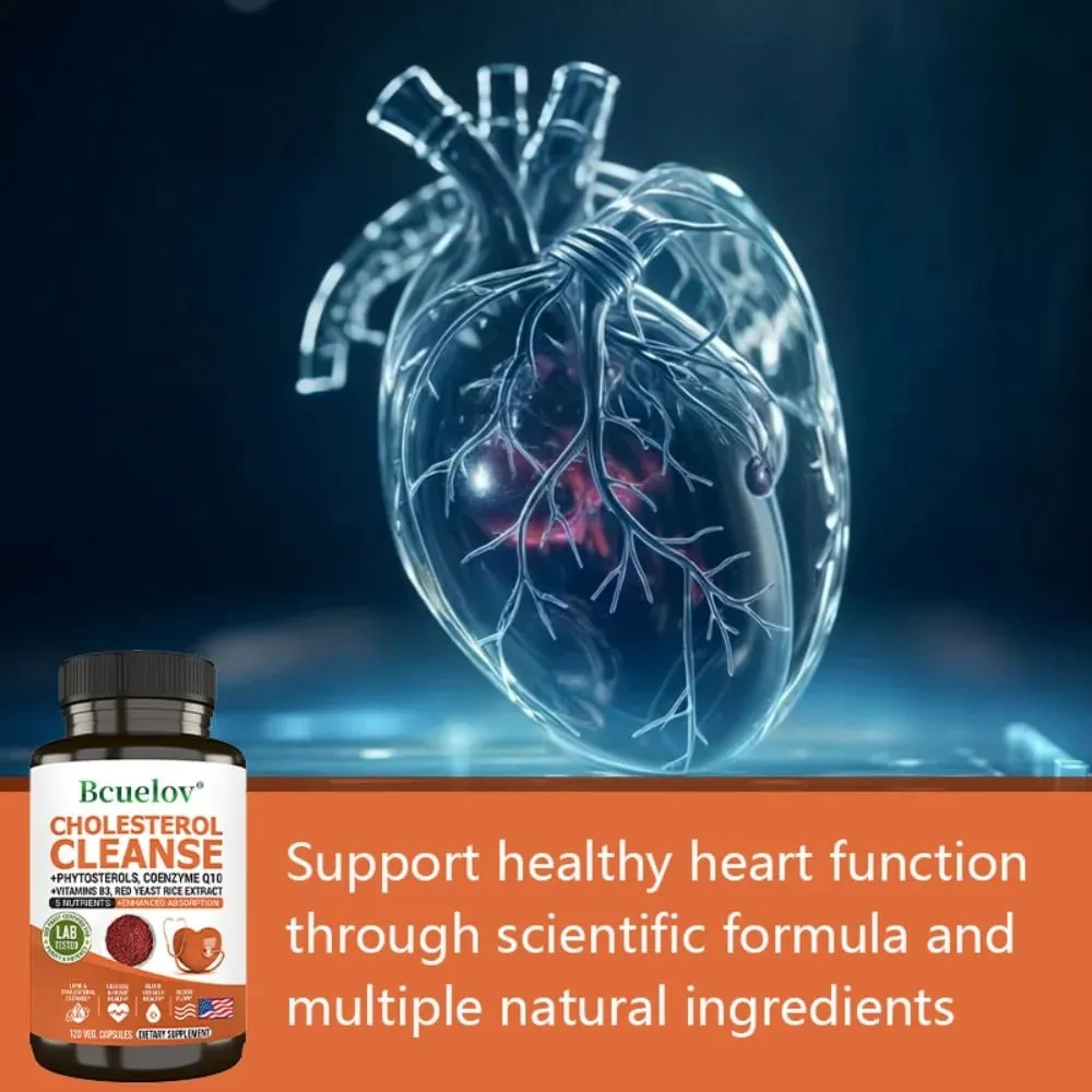 Cholesterol Cleanse Capsules with Coenzyme Q10 Red Yeast Rice Extract Antioxidants Maintain Cardiovascular Health