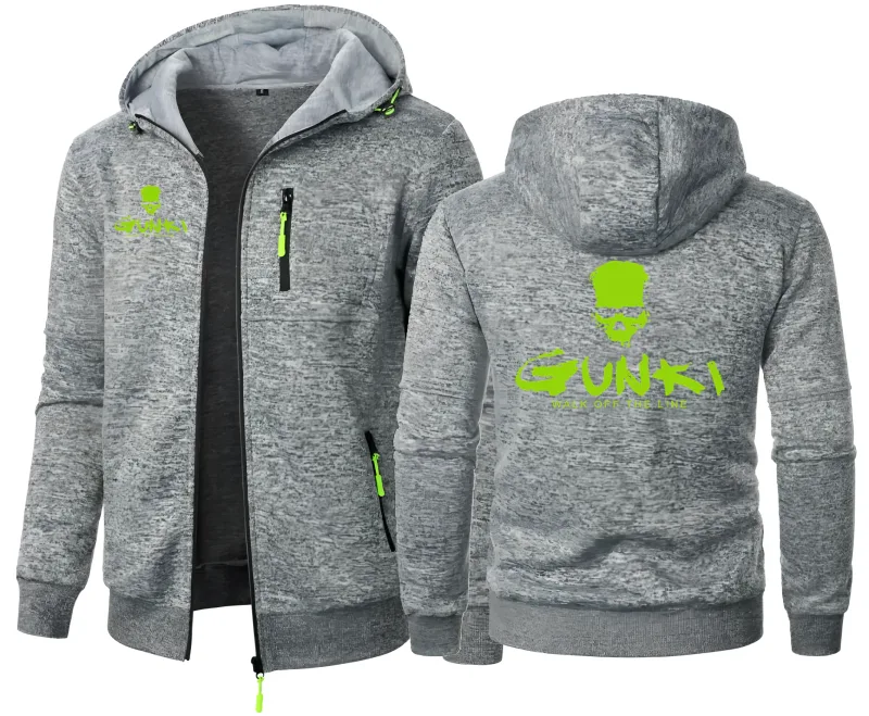 Gunki Love Fishing – manteaux à capuche pour hommes, sweat-shirt décontracté avec fermeture éclair, vêtements de sport, coupe cintrée, veste décontractée