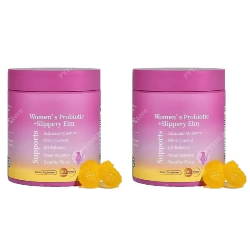 Feminine Wellness Probiotic Gummies with Slippery Elm PH Balance and Flora Support for Women Pineapple Flavor 60 Count