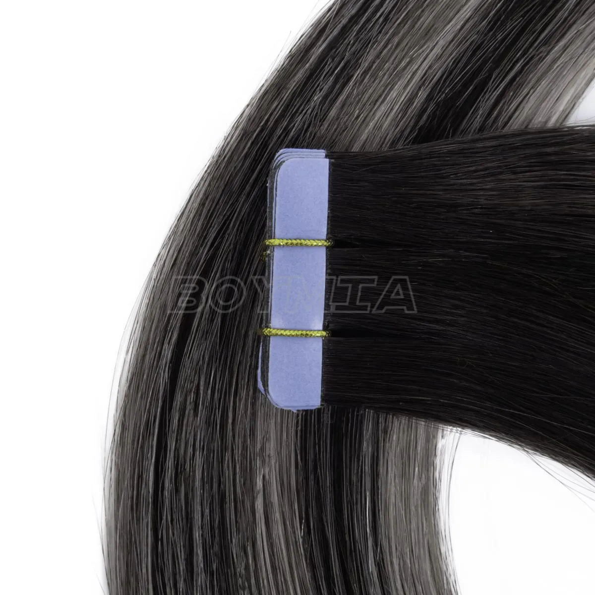 Taśma Ombre w doczepianiu włosów Taśma do włosów ludzkich w doczepach Balayage Off Czarny do srebrnego Mieszanka czarnego kleju w doczepach z ludzkich włosów