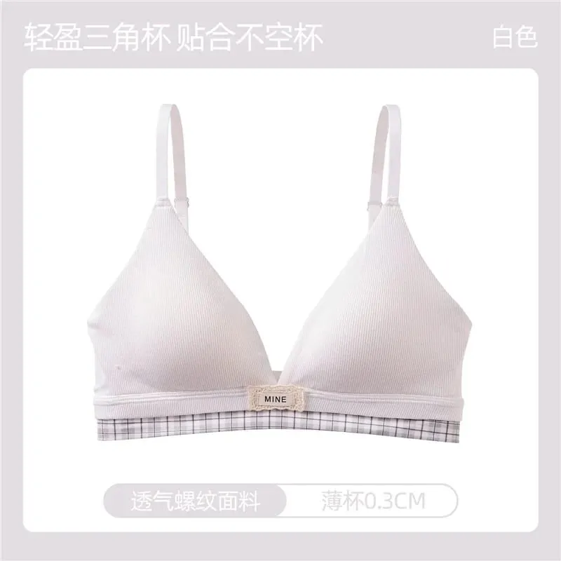 Hot Sale Summer Sweet Modal Cotton Bra Set Ladies Wirefree Support Lift Gathering Anti-Sagging Large Cup Slim Soft Daily Wear