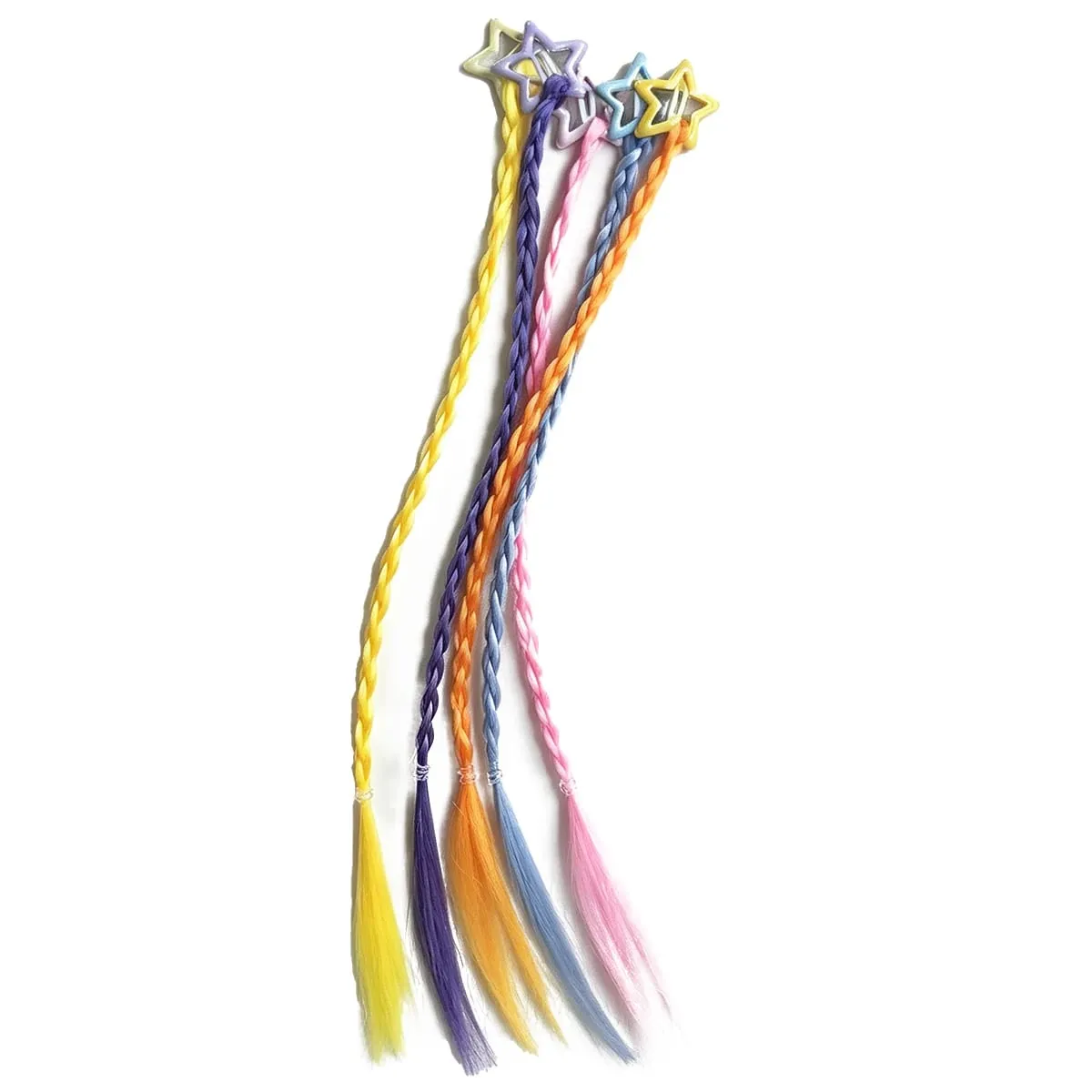 Synthetic Cute Rainbow Color Braided Hair Clip With Braid Hair Extension Hairpin For Girls Kids Y2K Party Daily Princess